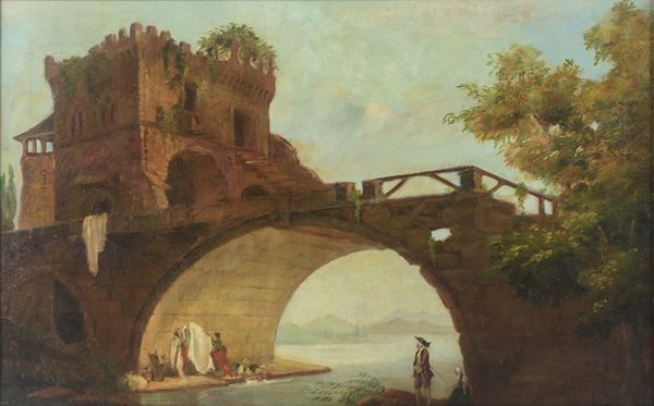 Paesaggio, olio su tela, scuola italiana XIX secolo