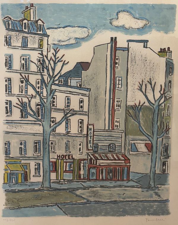 Orfeo Tamburi : Case a Parigi  - litografia - Auction Affordable art of the 20th century - DAMS Casa d'Aste
