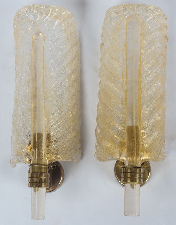Barovier &amp; Toso - Pair of palm leaf-shaped appliques