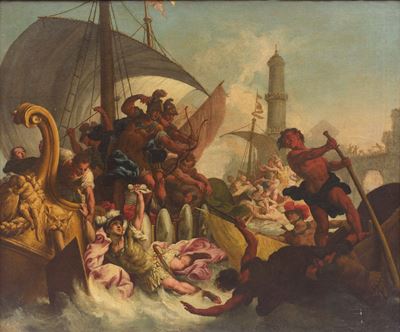 Coppia di Dipinti Raffiguranti Episodi di Storia Romana