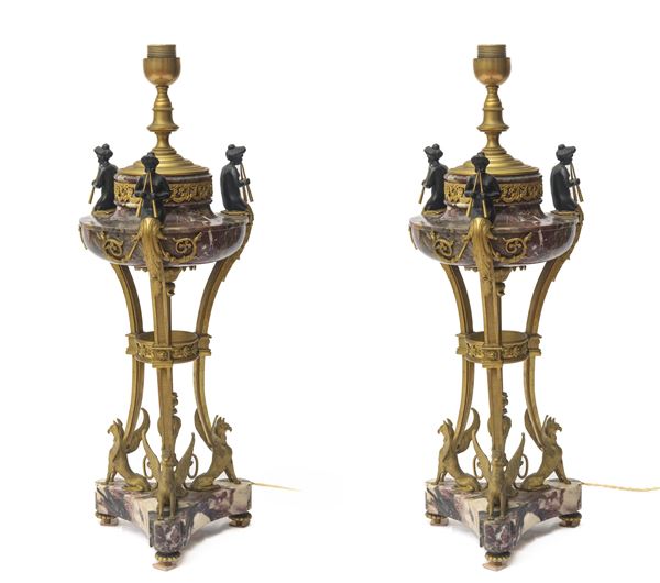 Pair of tripod incense burners