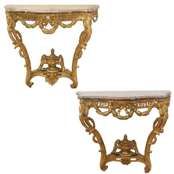 Edme Chollot - Pair of console tables 