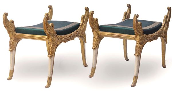 Pierre-Benoit Marcion (&#233;b&#233;niste de Napol&#233;on) - Raffinata coppia di tabouret