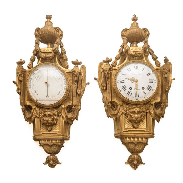 Victor Gellé à Paris - Orologio Cartel e Barometro d'applique  