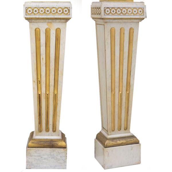 Pair of white marble bases