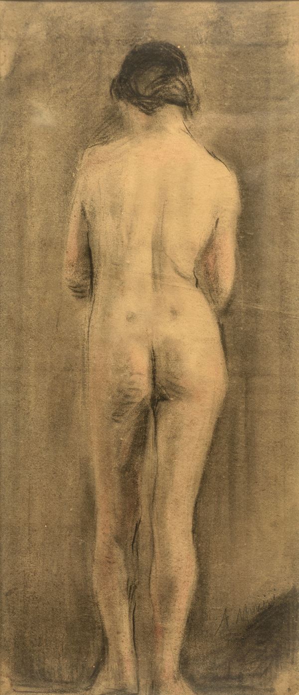 Antonio Mancini - Female nude from behind