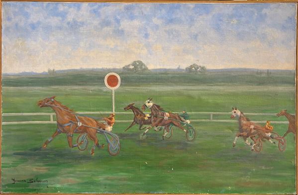 All'ippodromo   (prima metà delXX secolo)  - olio su tela - Asta Art Décor -  Web Only - DAMS Casa d'Aste