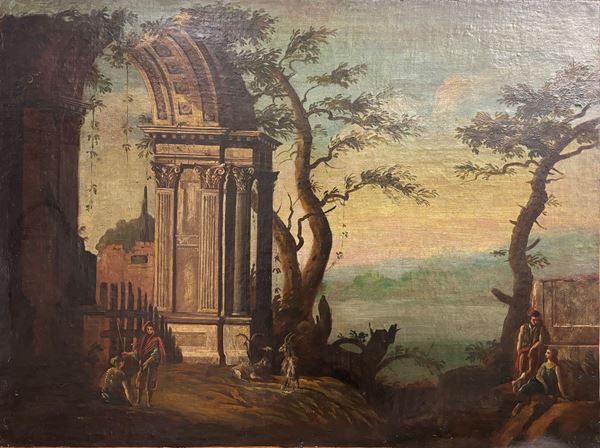Paesaggio con capriccio architettonico