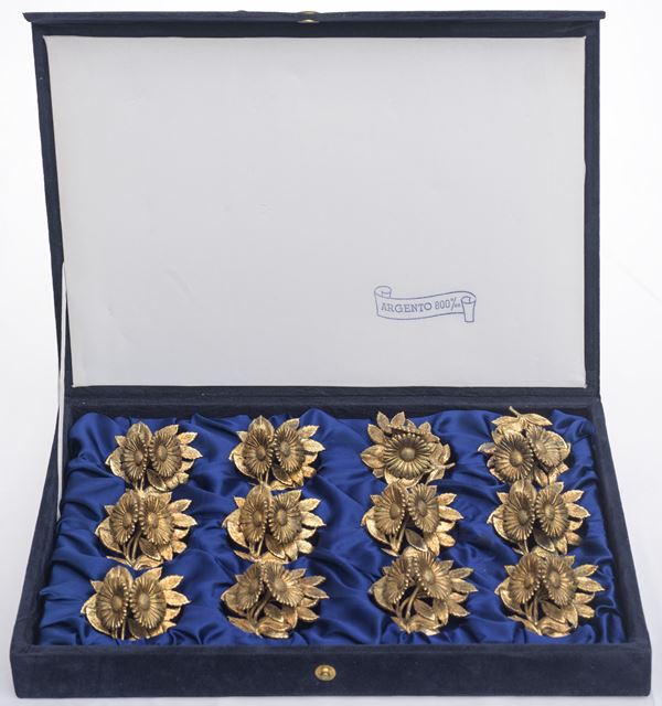 Set di 12 segnaposto in argento