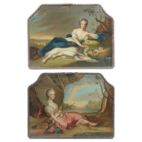 Jean - Marc Nattier - Ritratto di Anne-Henriette della Francia come Flora; Ritratto di Maria Adelaide di Francia come Diana