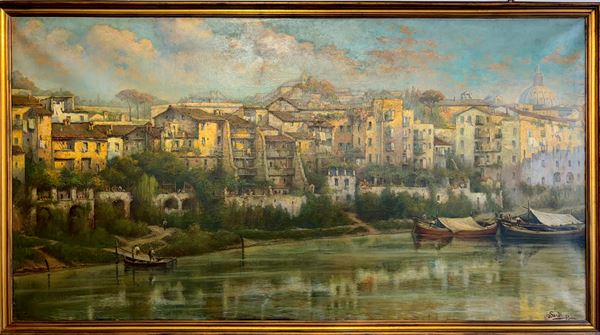 Baldassarre Surdi - Veduta di Roma dal porto di Ripetta 