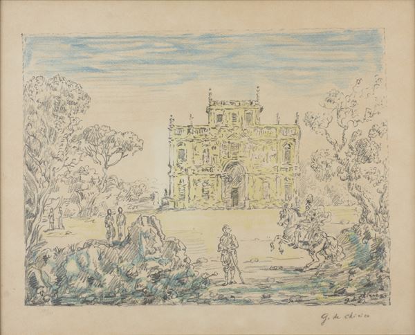 Giorgio De Chirico - Ancient knights and villa