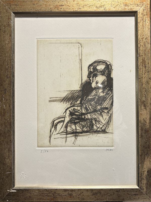 Alberto  Sughi - Donna con bambino