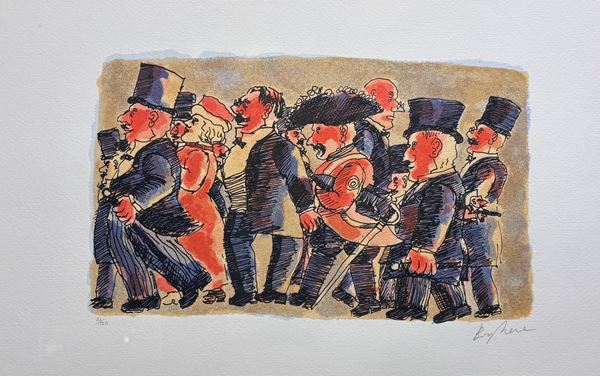 Franz Borghese : Personaggi  - litografia - Auction Affordable art of the 20th century  - DAMS Casa d'Aste