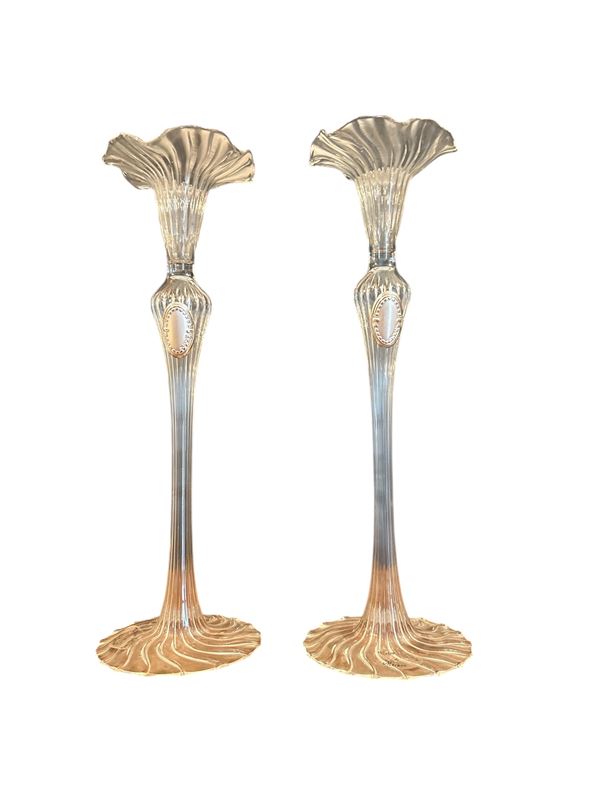 Coppia di vasi portacandele  - vetro soffiato di Murano - Asta Brocantage - Summer Edition  - DAMS Casa d'Aste