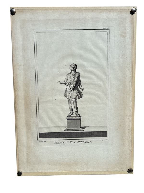 Filippo Morghen : Statua Romana Antica  - incisione a bulino su carta - Asta Brocantage - Summer Edition  - DAMS Casa d'Aste