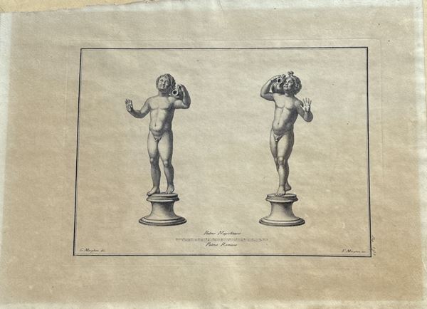 Filippo Morghen : Coppia di statue romane  - incisione a bulino su carta - Asta Art Décor -  Web Only - DAMS Casa d'Aste