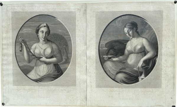 Guglielmo Morghen - Giuno e Asteria - Coppia di incisioni