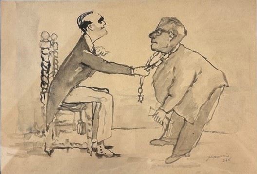 Mino Maccari - Palmiro&#39;s Dream (Umberto II and Togliatti)