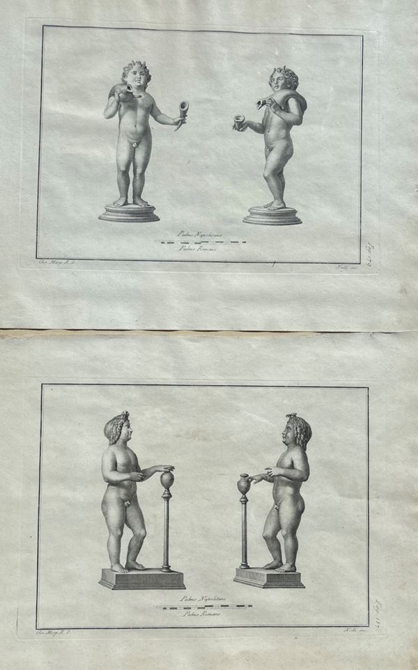 Giovanni Battista Nolli - Coppia di Incisioni tratte da "Antichità di Ercolano"