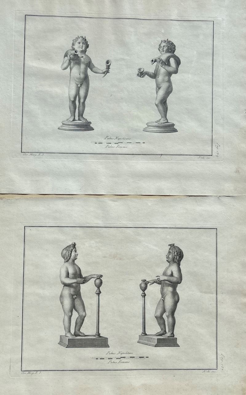 Giovanni Battista Nolli - Coppia di Incisioni Tratte da "antichità di Ercolano"