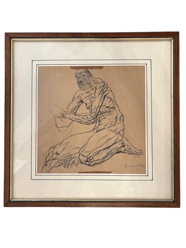 Romano Dazzi : Studio  - matita su carta - Auction Art Décor -  Web Only - DAMS Casa d'Aste