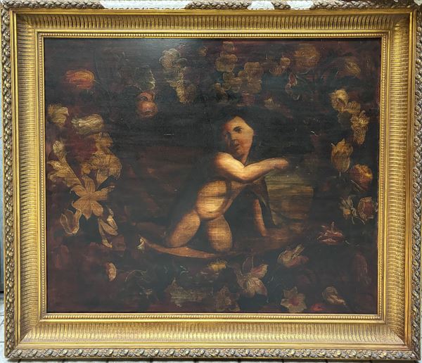 Putto con ghirlanda di fiori