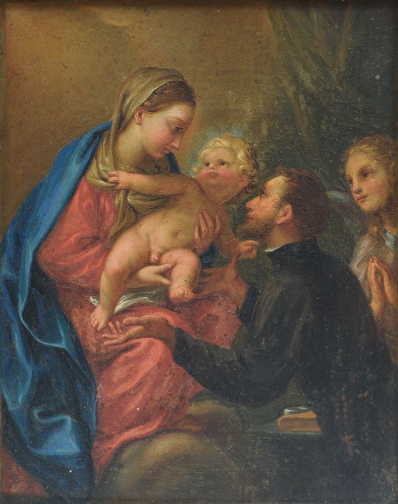 Madonna con bambino, Santo e un angelo