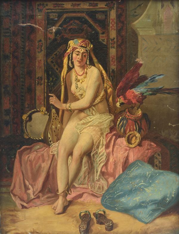 Pierre Marie  BEYLE - Odalisca con pappagallo