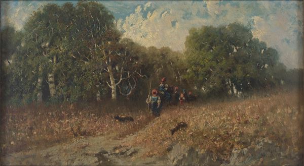 Tito Pellicciotti - Paesaggio con figure