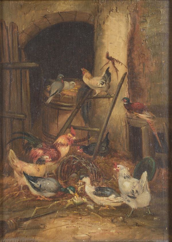 Claude Guilleminet - Pollaio con galline