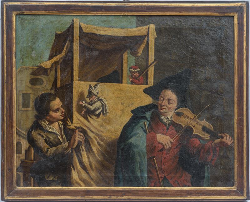 Scuola Italiana del XVIII Secolo - Sei Dipinti Raffiguranti Scene di Genere