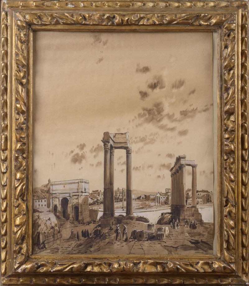 Veduta dei fori imperiali con personaggi