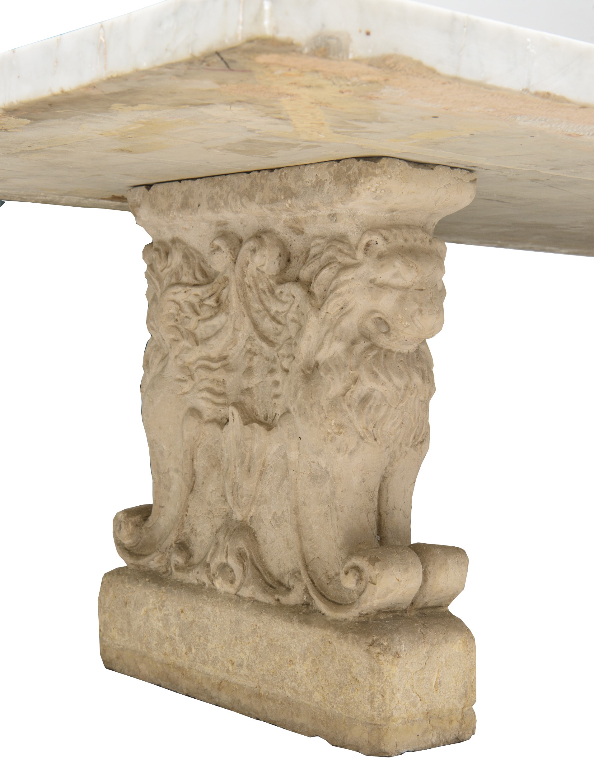 Piano in marmo con coppia di basamenti