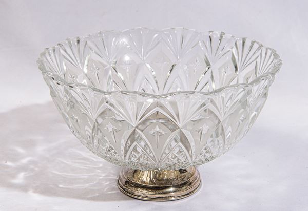 Coppa Alzata in cristallo e argento 800