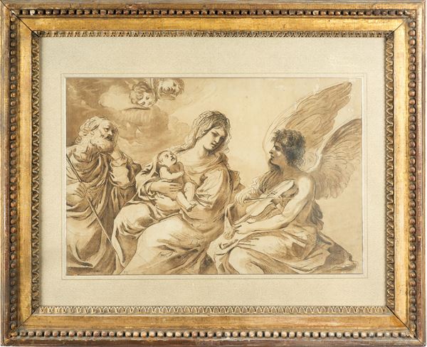 Il riposo durante la fuga in Egitto  (Artista del XVII secolo)  - inchiostro bruno, penna e acquerello su carta - Asta Arte Classica - DAMS Casa d'Aste