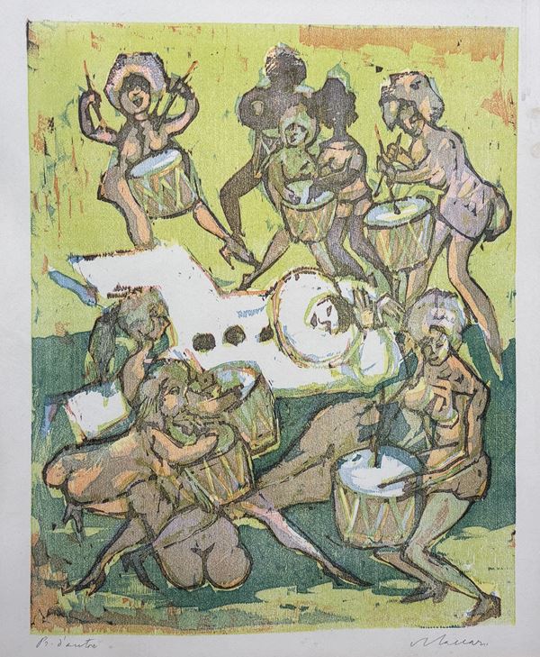 Mino Maccari : Concerto   - litografia - Auction Affordable art of the 20th century  - DAMS Casa d'Aste