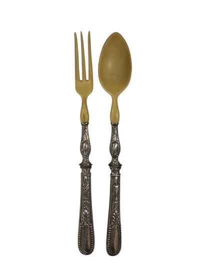Set di posate da insalata in metallo argentato