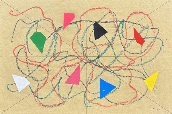 Ennio Finzi : Senza titolo  - collage su carta - Auction Affordable art of the 20th century  - DAMS Casa d'Aste