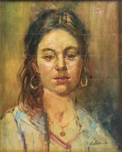 Ritratto di gitana, olio su tavoletta