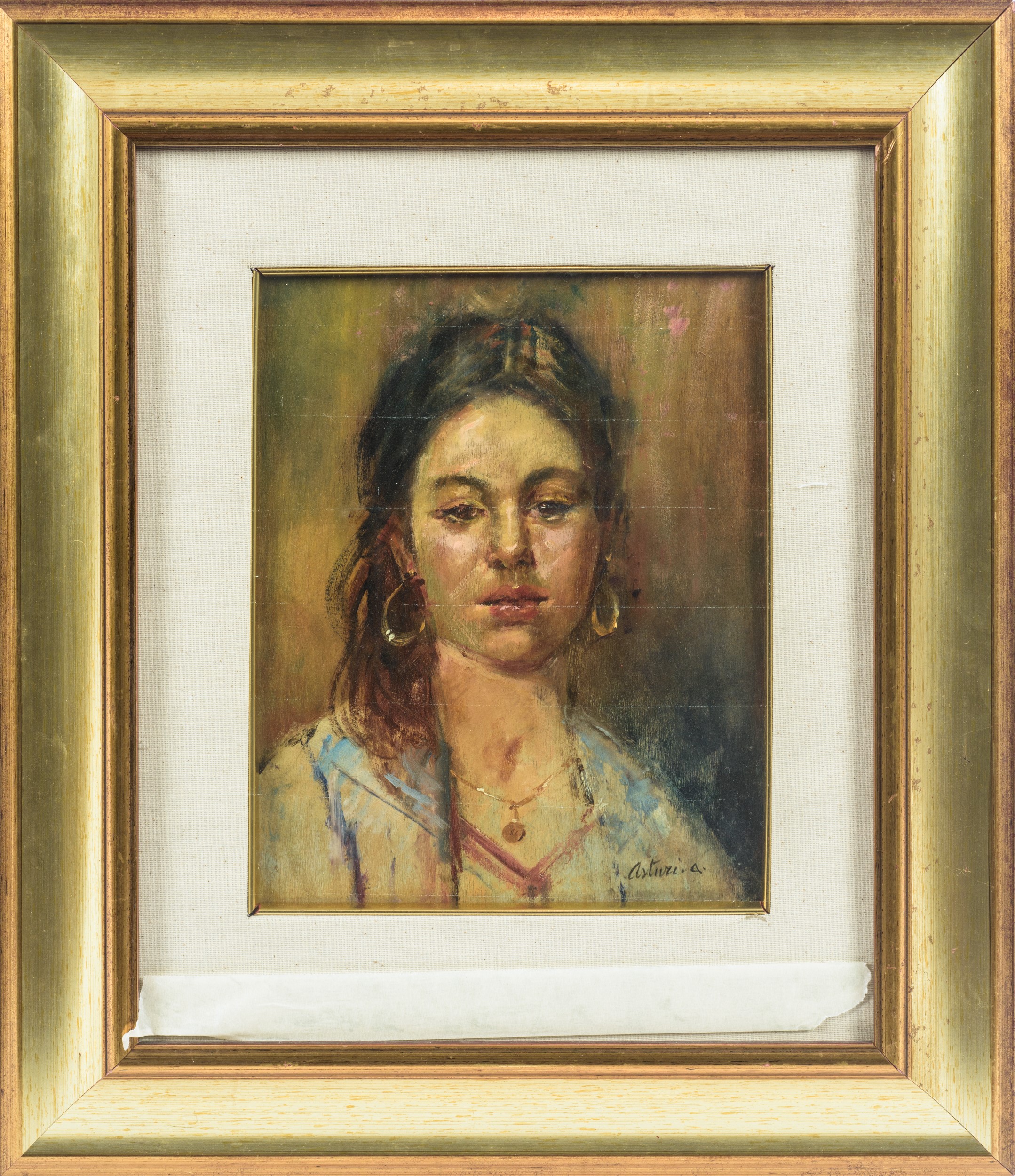 Antonio Asturi - Ritratto di gitana, olio su tavoletta