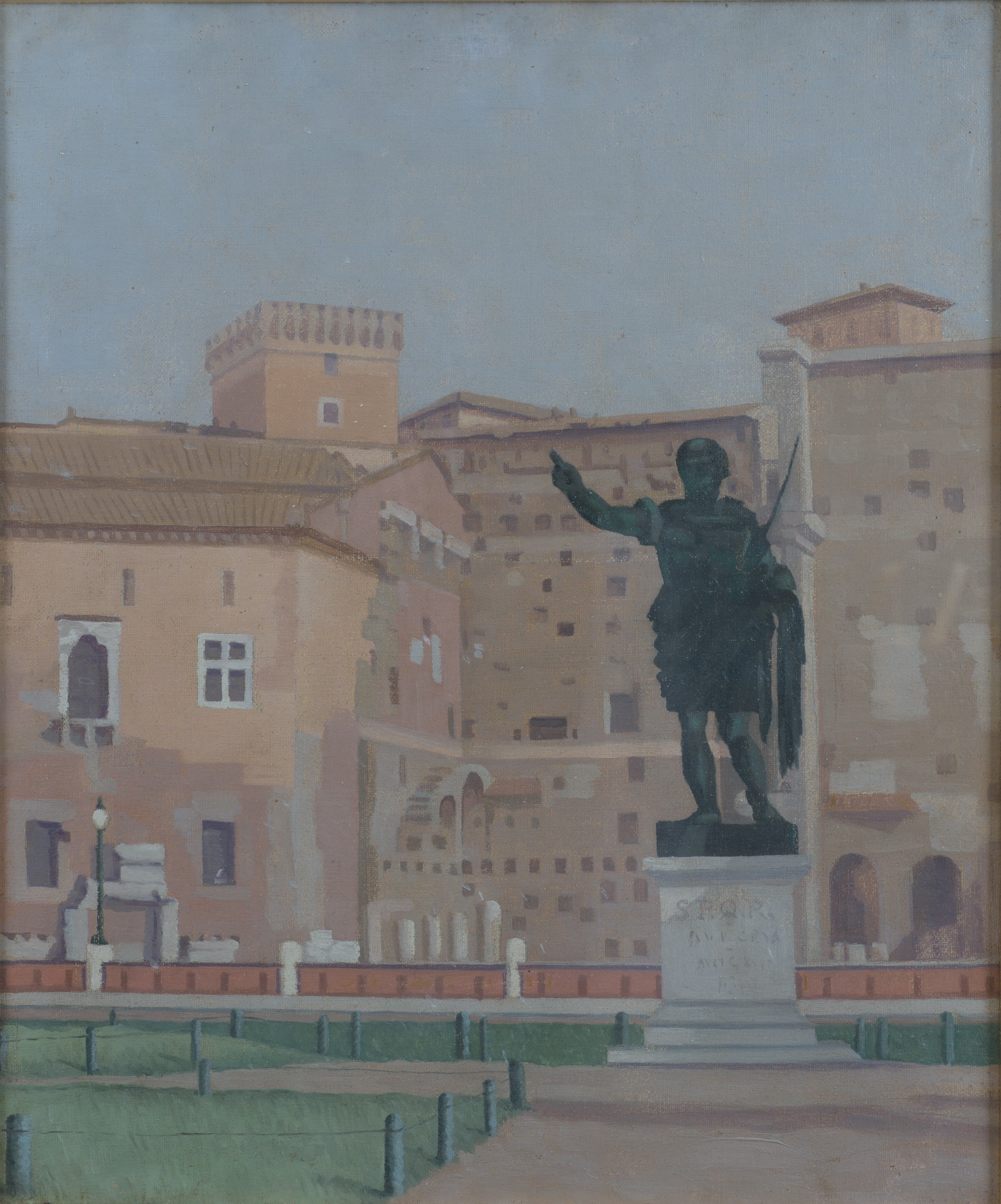 Veduta dei Mercati di Traiano e Scorcio dei Fori Imperiali con la Scultura di Cesare Ottaviano