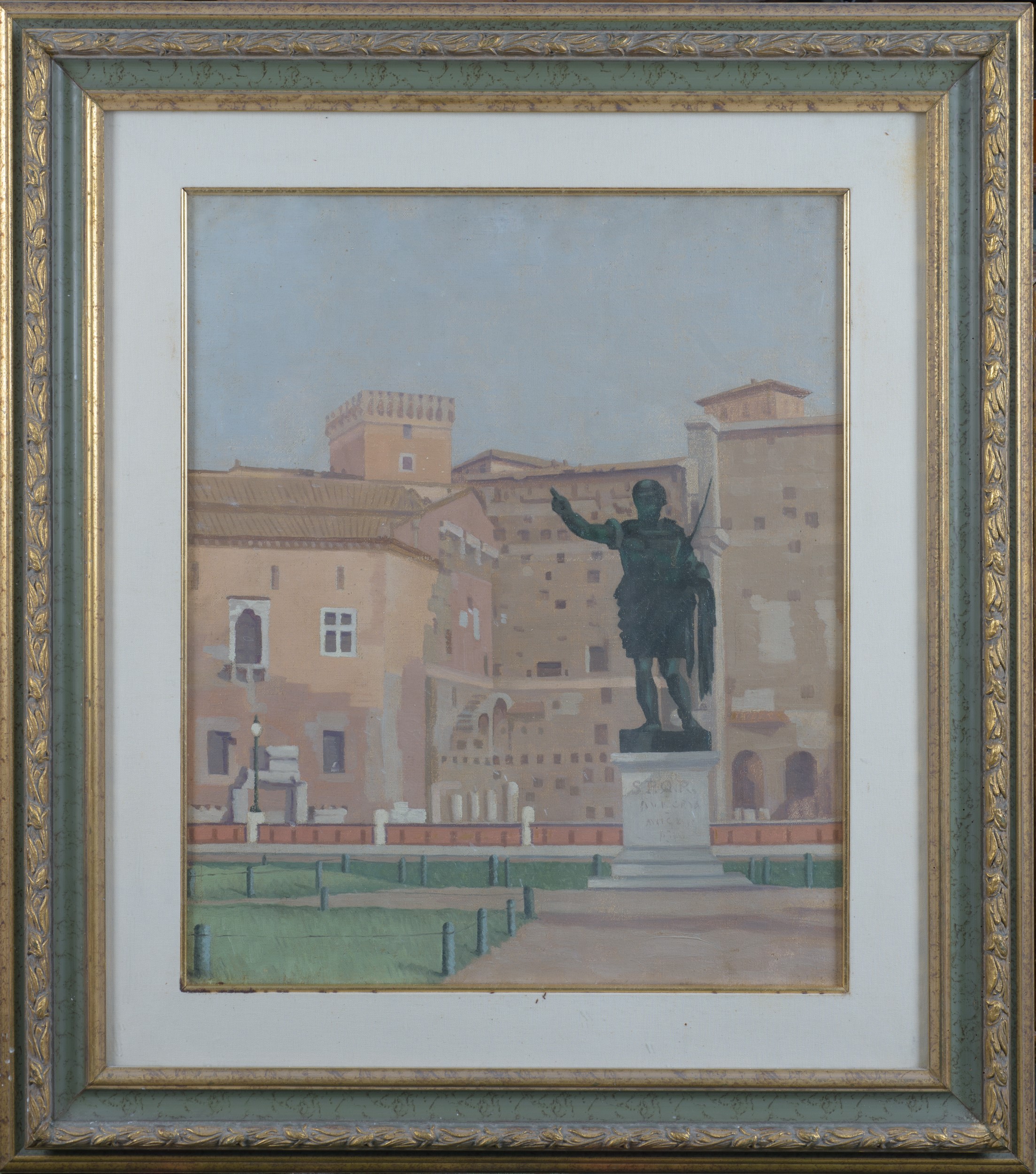 Veduta dei Mercati di Traiano e Scorcio dei Fori Imperiali con la Scultura di Cesare Ottaviano