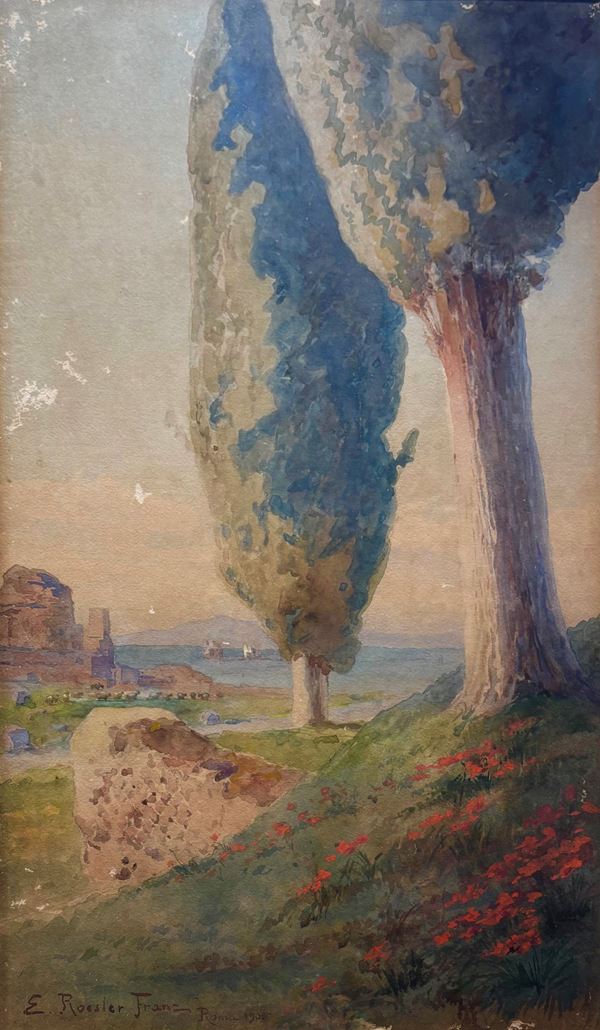 Ettore Roesler Franz - Cipressi sull'Appia Antica