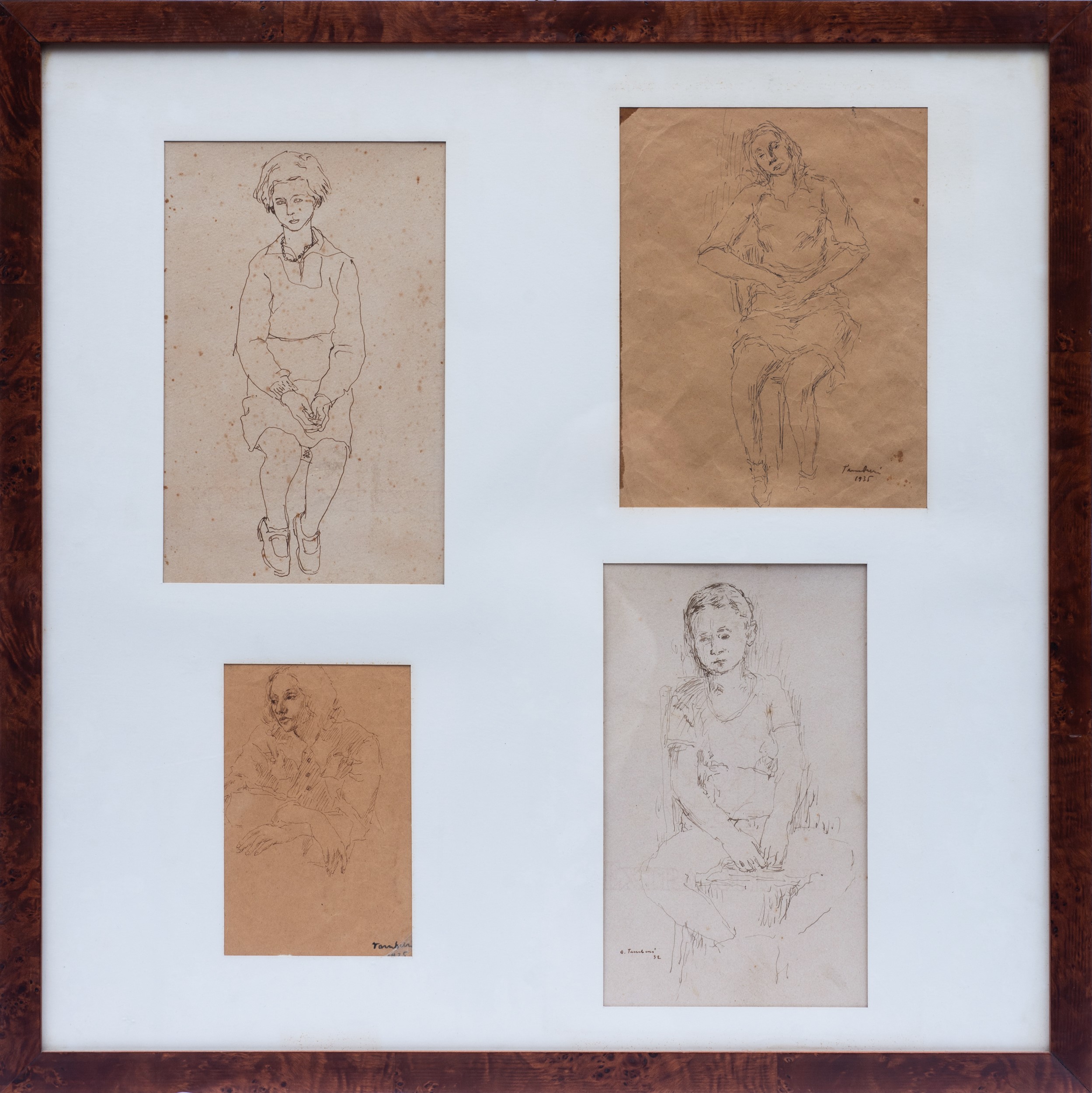 Orfeo Tamburi - Quattro Disegni Raffiguranti Ritratti