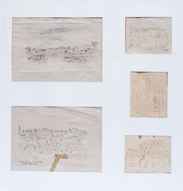 Orfeo Tamburi - Cinque disegni raffiguranti vedute