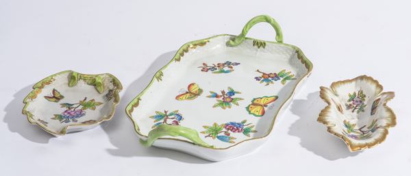 HEREND  - Vassoio, piattino e ciotolina