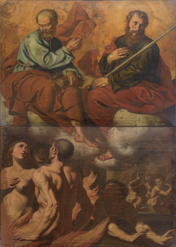 Francesco Solimena,Angelo Solimena - San Pietro e San Paolo in gloria con le anime del Purgatorio