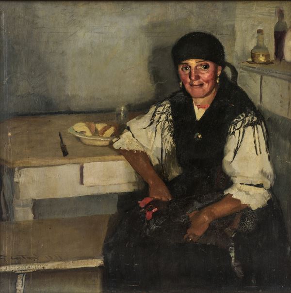 Interno con ritratto di contadina