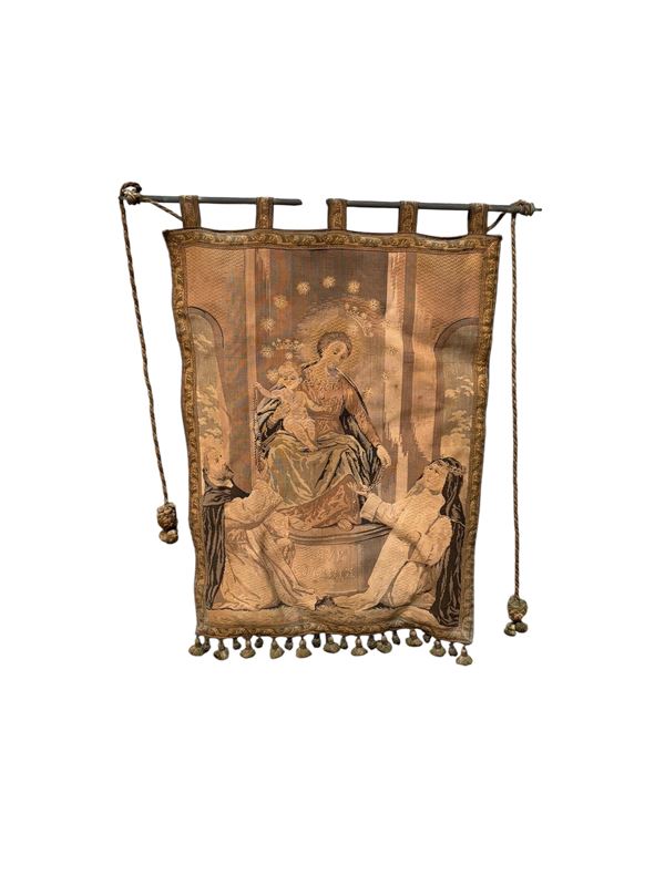 Gonfalone a succo d'erba  (XIX secolo)  - Asta Brocantage - Summer Edition  - DAMS Casa d'Aste